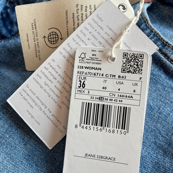 Mango Cropped Mid Rise Jeans - Sz 36 / 4 - Picture 7 of 7